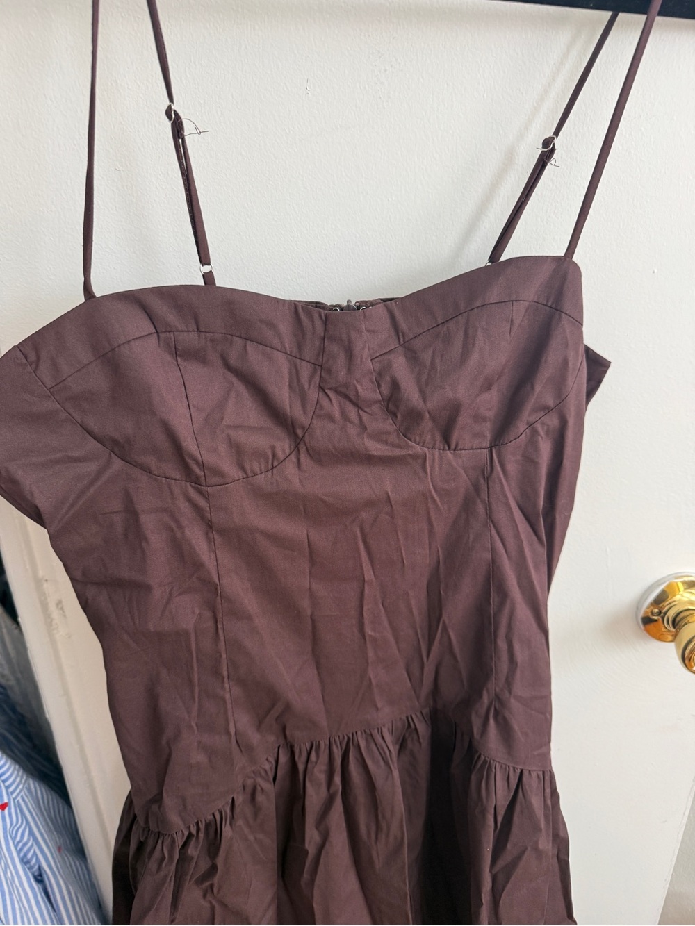 Peppermayo Chocolate Brown Strapless Spaghetti Strap Dress